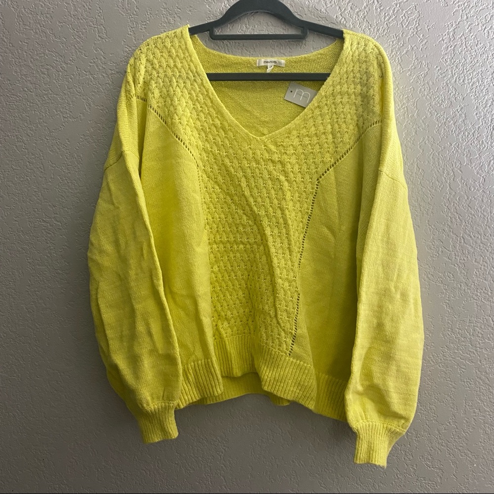 Solid Pointelle Front Pullover Sweater